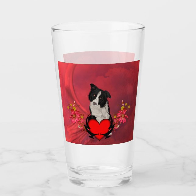 Cute border collie glass (Front)