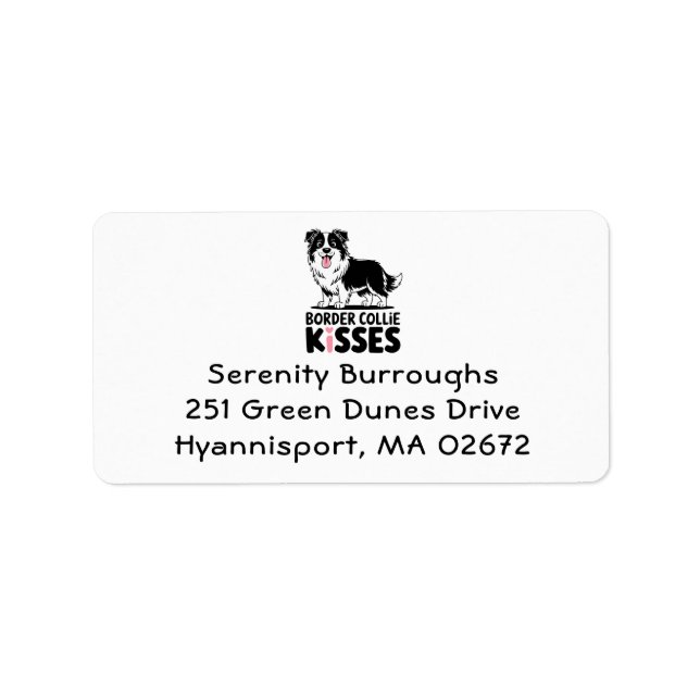 Cute Border Collie Kisses Puppy Dog Lover Label (Front)