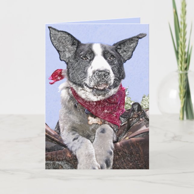 Cute Border Collie Mix Dog Sketch Art Custom Card (Front)