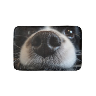 Cute Border Collie Nose Closeup Bath Mat