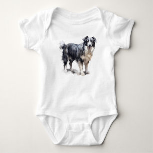 Cute Border Collie Puppy Dog Baby Bodysuit