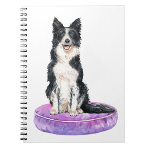 Cute Border Collie Puppy Dog Lover Watercolor Pup Notebook