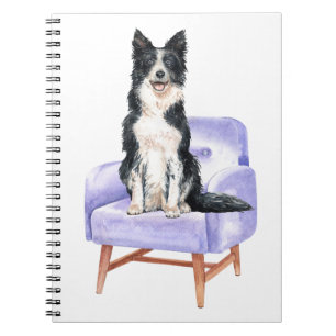 Cute Border Collie Puppy Dog Lover Watercolor Pup Notebook