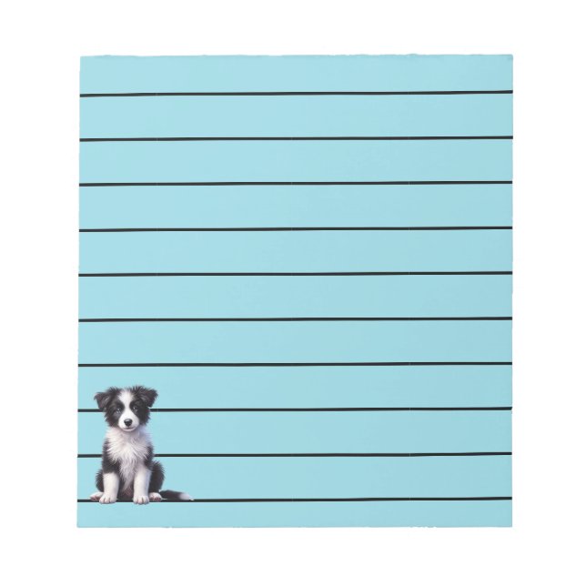 Cute Border Collie Puppy Notepad (Front)