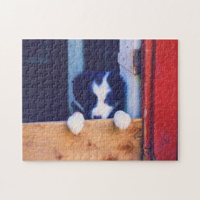 Cute Border Collie Puppy Oil Painting  Jigsaw Puzzle (Horizontal)