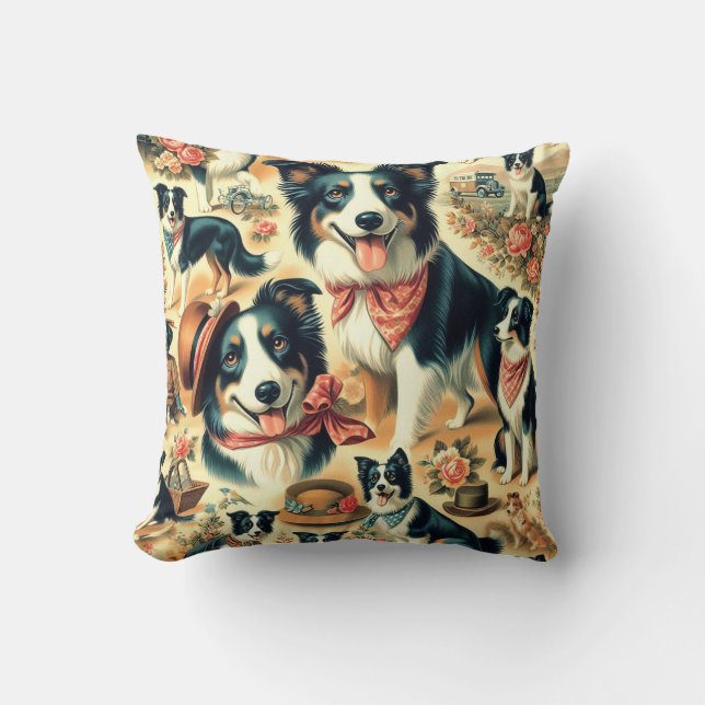 Cute Border Collie Seamless Cushion (Front)