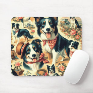 Cute Border Collie Seamless Mouse Pad