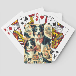 Cute Border Collie Seamless Playing Cards