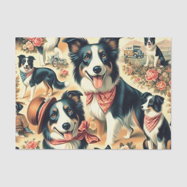 Cute Border Collie Seamless Tissue Paper (Front)