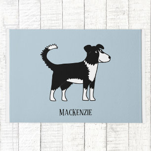 Cute Border Collie Sheepdog Blue Doormat
