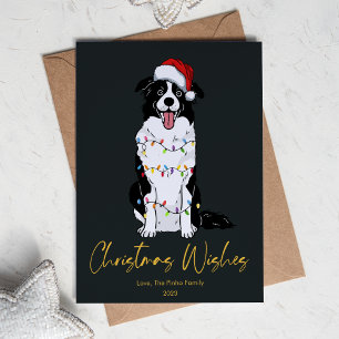  Cute Border Collie Tree Christmas Flat Holiday Card