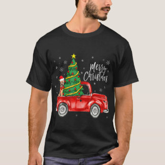 Cute Border Terrier Dog Truck Merry Christmas Dog T-Shirt