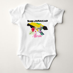 Cute Born Jamaican Personalised Name T-Shirt Baby Bodysuit