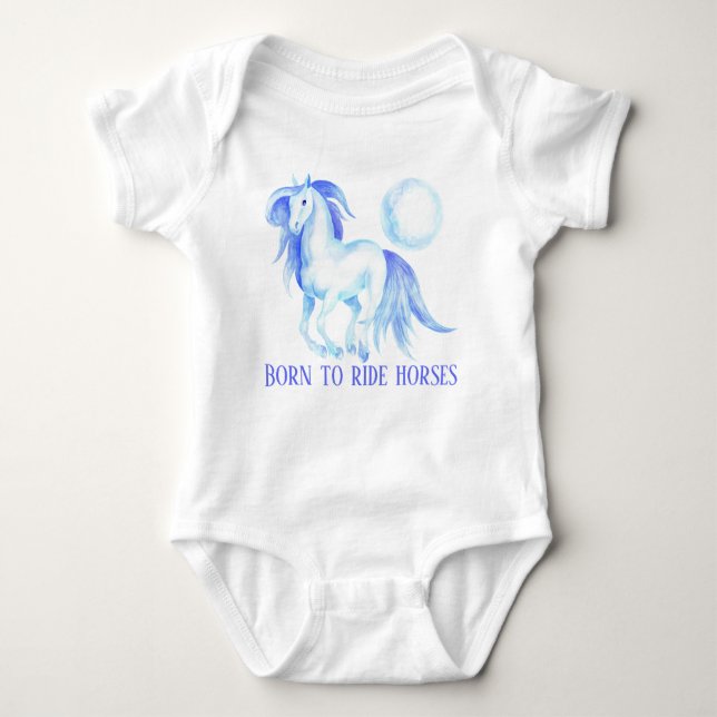 cute born to ride horses Baby Bodysuit (Front)