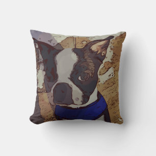 Cute Boston Terrier Art Cushion