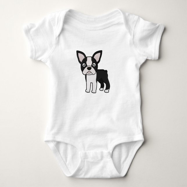 Cute Boston Terrier Baby Bodysuit (Front)