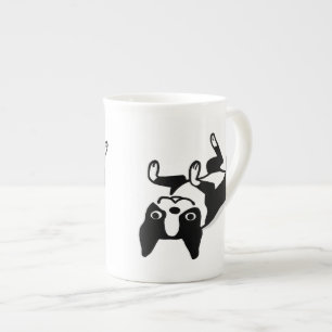 Cute Boston Terrier Cartoon Dog Relaxing Bone China Mug