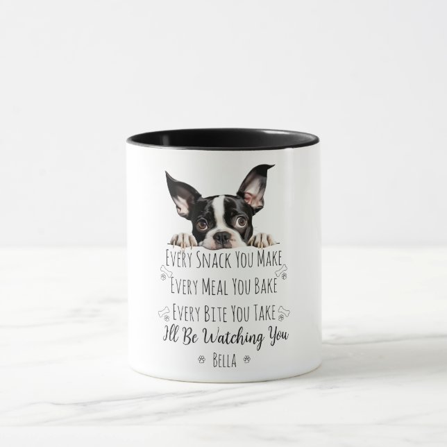 Cute Boston Terrier Dog Funny Custom Mug (Center)