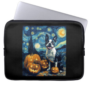 Cute Boston Terrier Dog Halloween Jack O Lantern P Laptop Sleeve