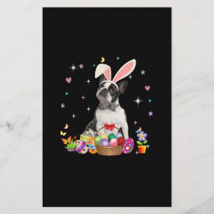 Cute Boston Terrier Easter Day Bunny Eggs Easter Stationery