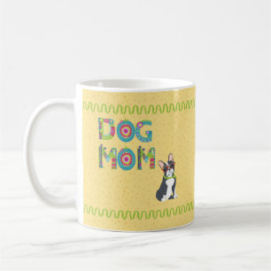 Cute Boston Terrier  Fun Colourful Floral Name     Coffee Mug