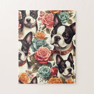 Cute Boston Terrier Illustration Jigsaw Puzzle