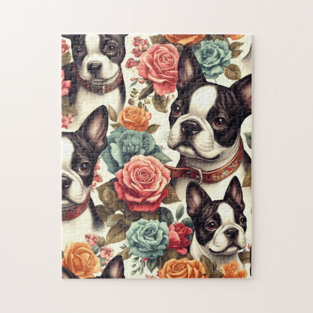 Cute Boston Terrier Illustration Jigsaw Puzzle (Vertical)