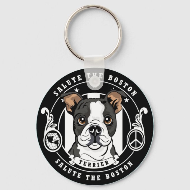 Cute Boston Terrier Keychain (Front)