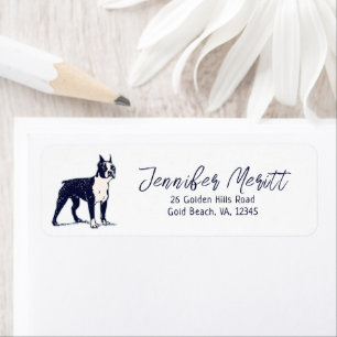 Cute Boston Terrier Lover Mum Dad Dog Portrait Return Address Label