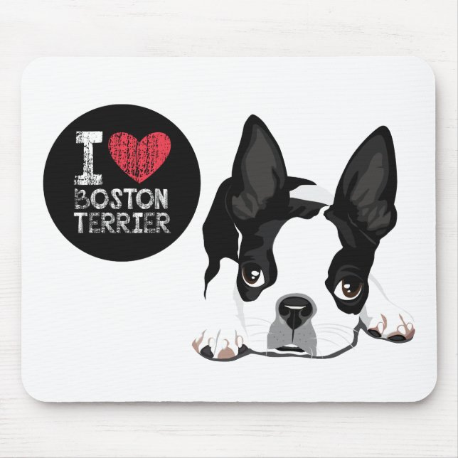 Cute Boston Terrier Mom Puppy Funny Dog Lover Mouse Pad (Front)