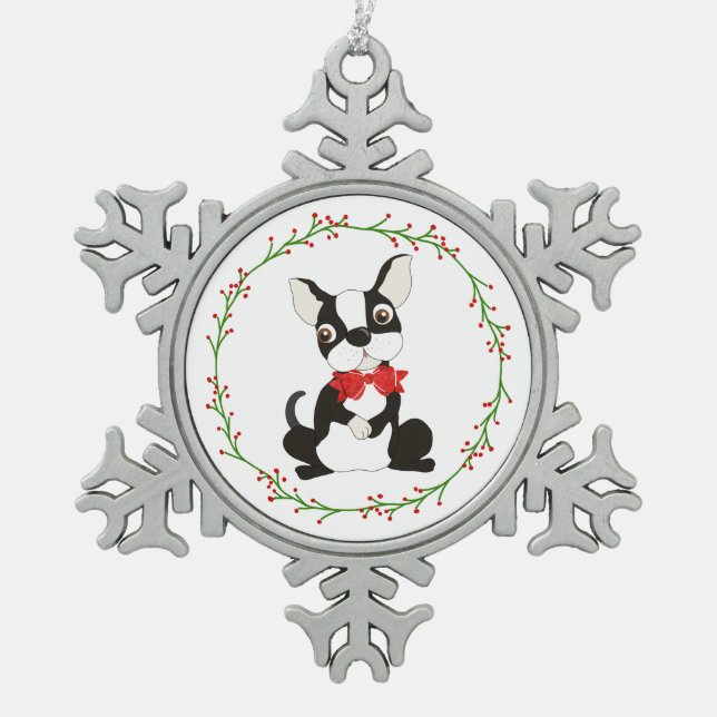 Cute Boston Terrier Ornament Christmas (Front)