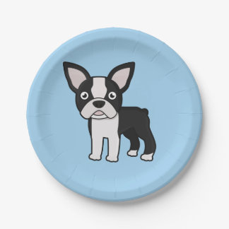 Cute Boston Terrier Paper Plate