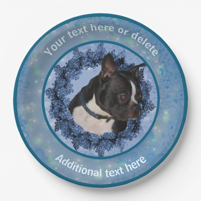 Cute Boston Terrier Personalised Party  Paper Plate (Front)