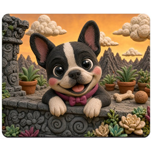 Cute Boston Terrier Puppy, Baby Dog Mouse Pad