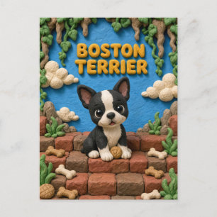 Cute Boston Terrier Puppy, Baby Dog Postcard