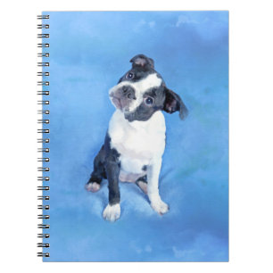 Cute Boston Terrier Puppy Painting Notebook