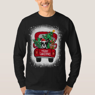 Cute Boston Terrier Red Truck Merry Christmas Blea T-Shirt