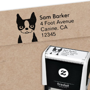 Cute Boston Terrier Return Address Self-inking Stamp