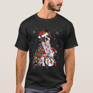 Cute Boston Terrier Santa Hat Christmas Light Xmas T-Shirt