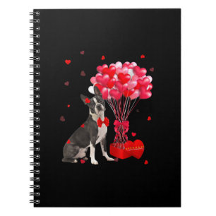Cute Boston Terrier Valentines Day Heart Dog Lover Notebook