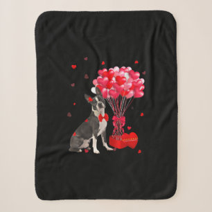 Cute Boston Terrier Valentines Day Heart Dog Lover Sherpa Blanket
