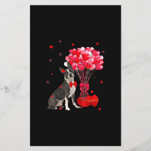 Cute Boston Terrier Valentines Day Heart Dog Lover Stationery