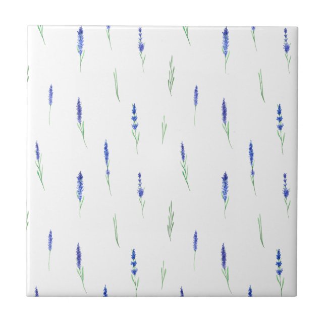 Cute Botanical Elegant Lavender Ceramic Tile (Front)