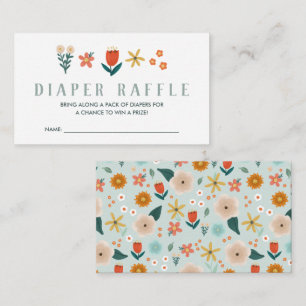 Cute Botanical Floral Diaper Raffle Enclosure Card