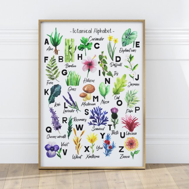 Cute Botanical Flowers Alphabet Baby Nursery Poster (Creator Uploaded)