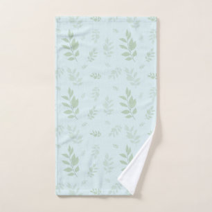 Cute botanical green leaves hand towel