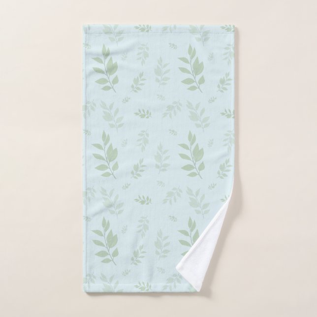 Cute botanical green leaves  hand towel (Hand Towel)