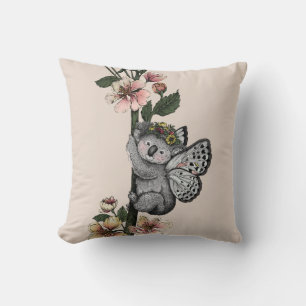 Cute Botanical Koala Beary Watercolor Illustration Cushion