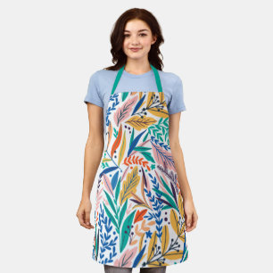 Cute Botanical Leaf Spring Custom Text Apron