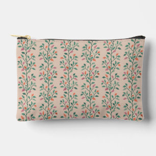 Cute Botanical Leaf Stripe Pattern on Blush Accessory Pouch